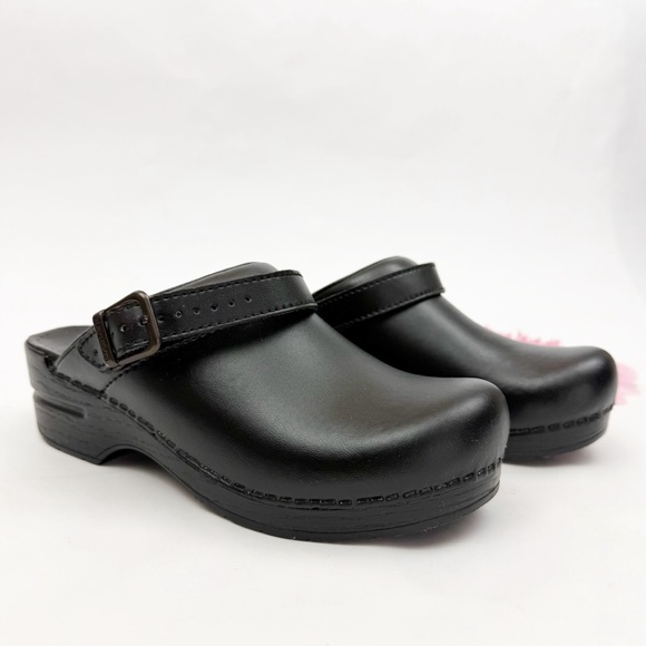 Dansko Ingrid Oiled Leather Clogs Slingback Adjustable Black - Picture 2 of 16